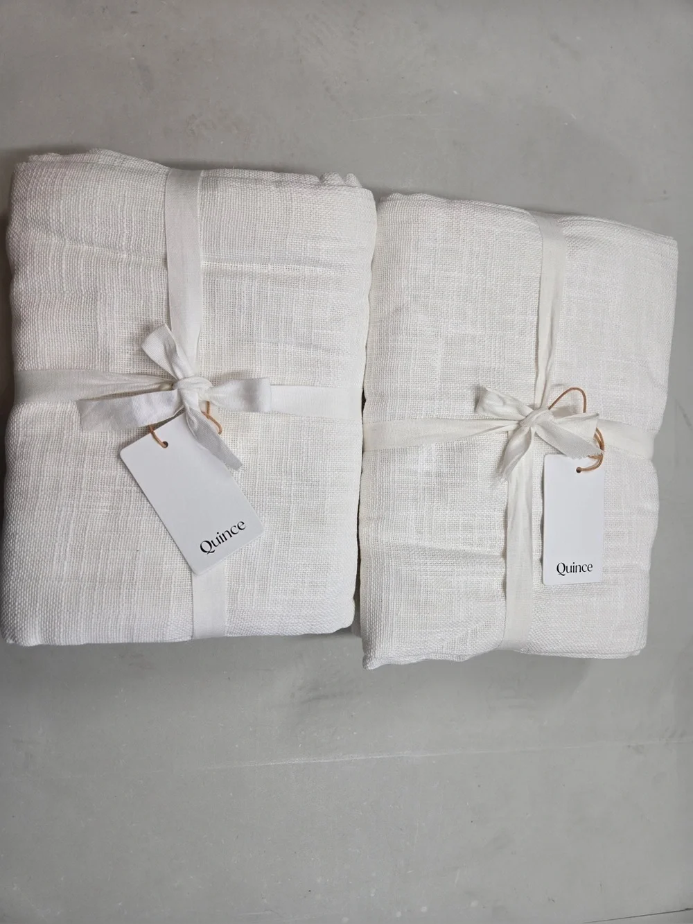 NWT QUINCE Set Of 4 48x84 Cotton Sheer Curtains White 0718
